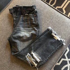 Distressed mom jeans